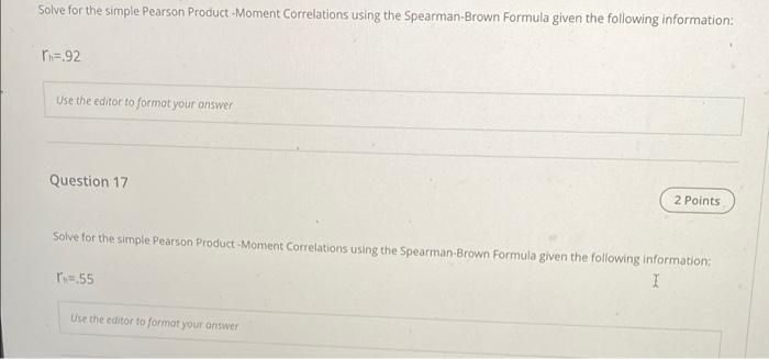 Solved Solve for the simple Pearson Product -Moment | Chegg.com