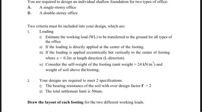 Solved You Are Required To Design An Individual Shallow | Chegg.com