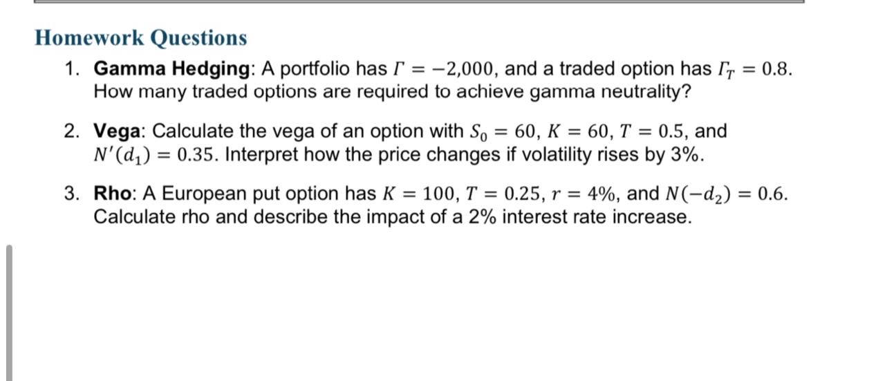 Solved Homework QuestionsGamma Hedging: A portfolio has | Chegg.com