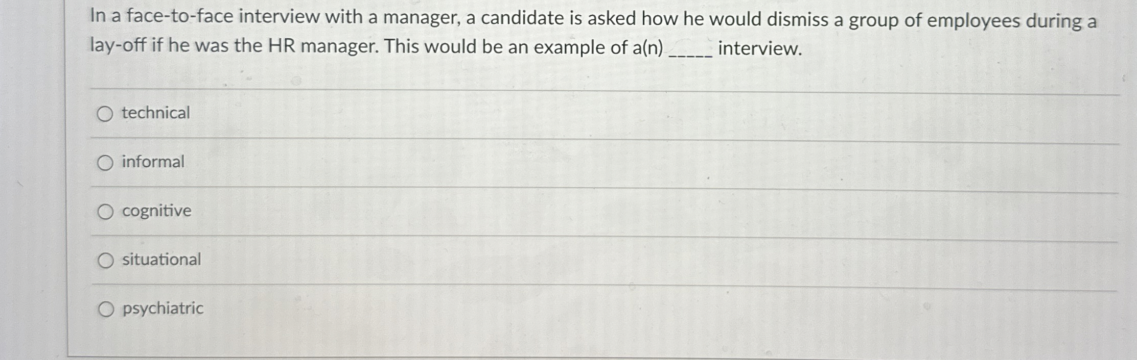 Solved In a face-to-face interview with a manager, a | Chegg.com