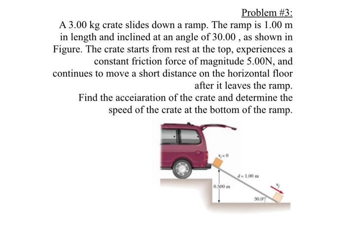 Solved Problem #3: A 3.00 kg crate slides down a ramp. The | Chegg.com