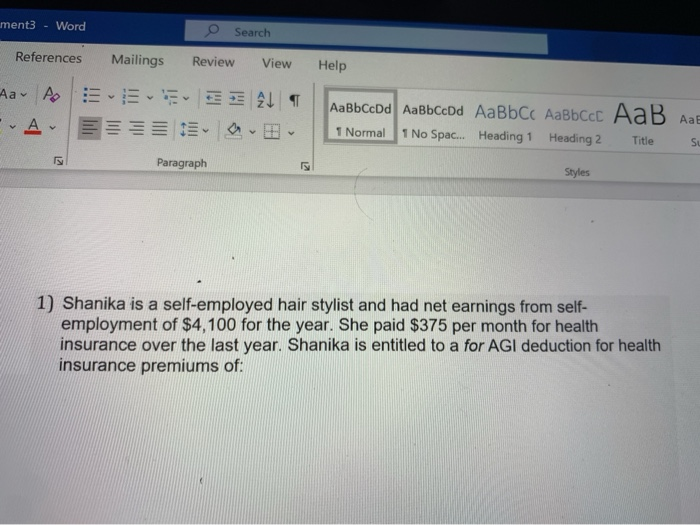 Solved ment3 Word 0 Search Mailings Review View Help