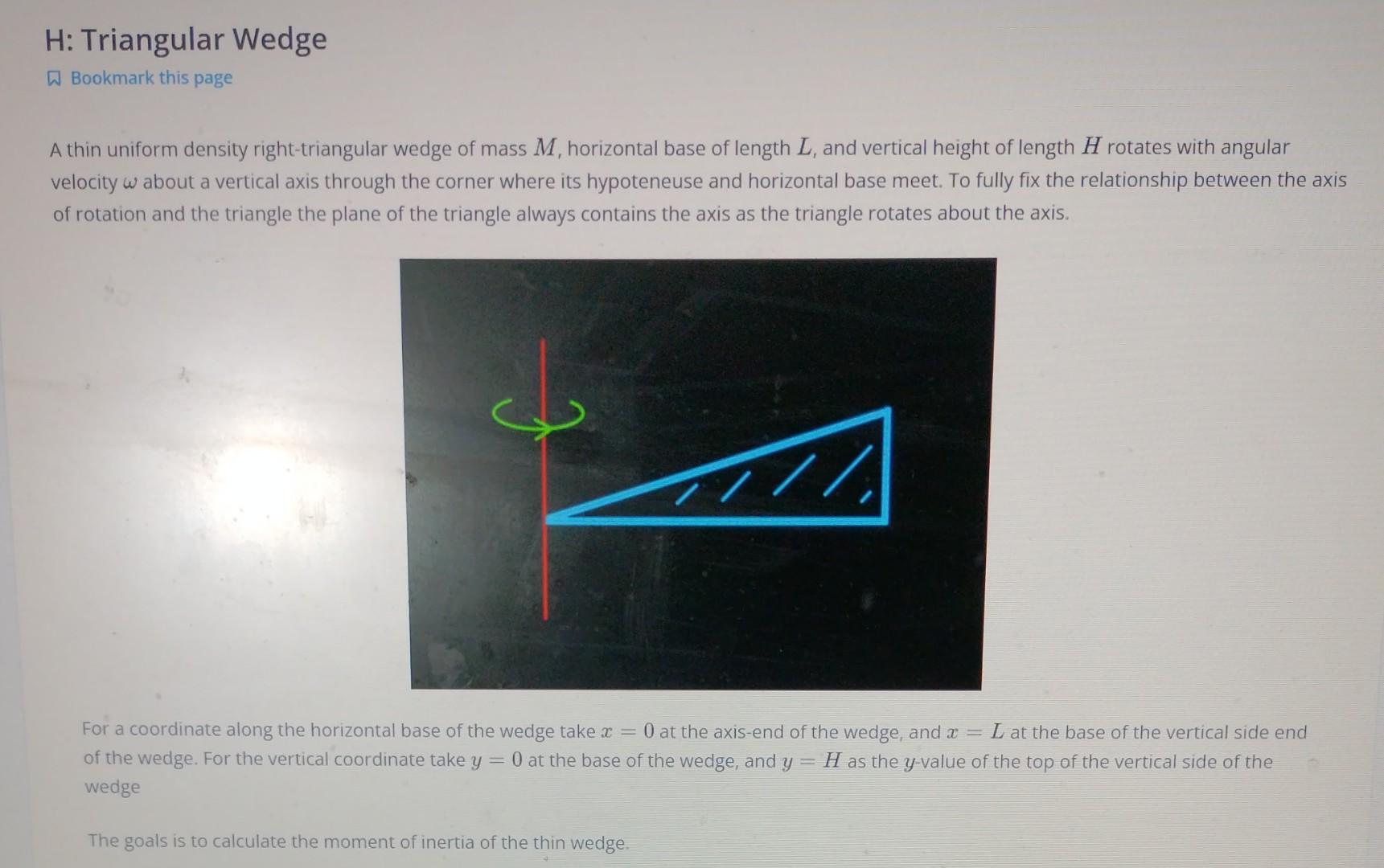 Triangular Wedge Formula Solved A thin uniform density right-triangular wedge of mass | Chegg.com