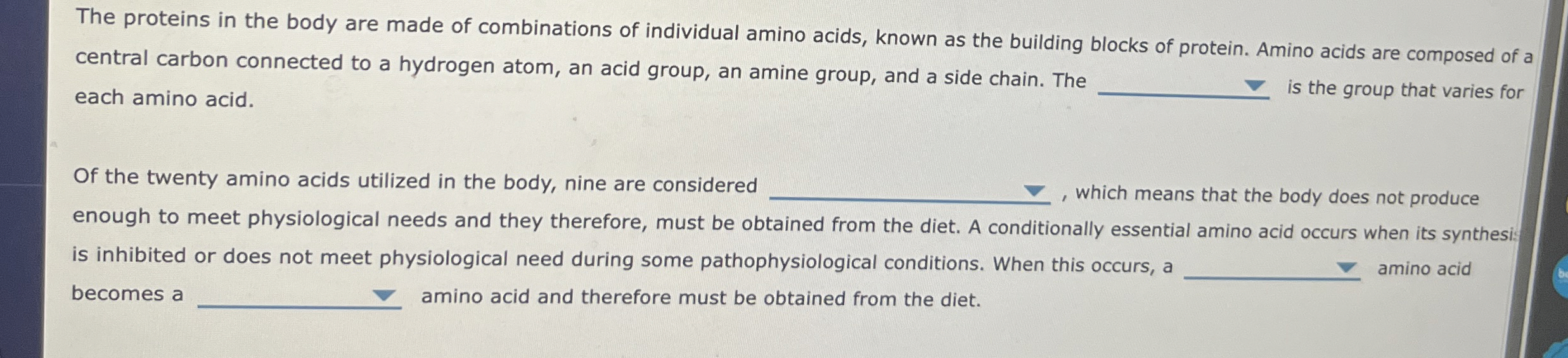 Solved The proteins in the body are made of combinations of | Chegg.com