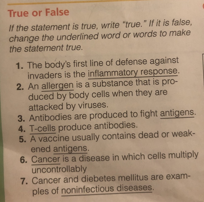 Solved True or False If the statement is true, write "true." | Chegg.com