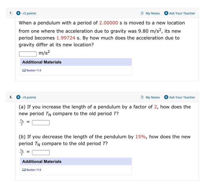Solved + -/2 points B My Notes 7. + Ask Your Teacher When a | Chegg.com