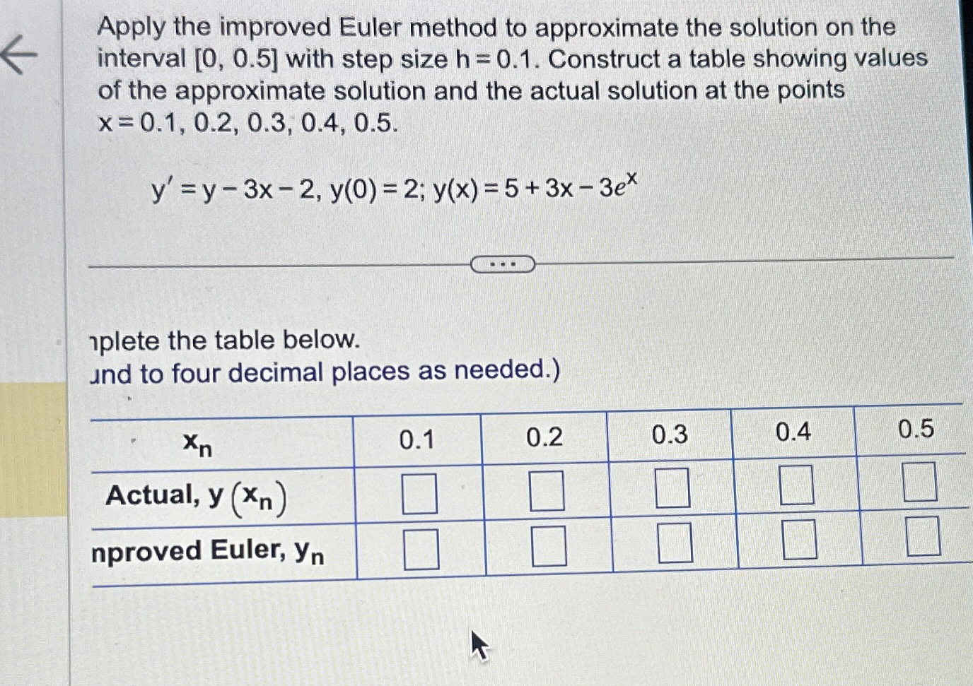 Solved apply the improved euler method to approximate the chegg