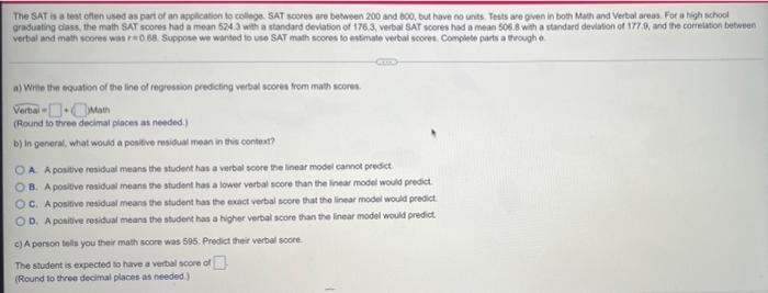 Solved The SAT is a test often used as part of an | Chegg.com