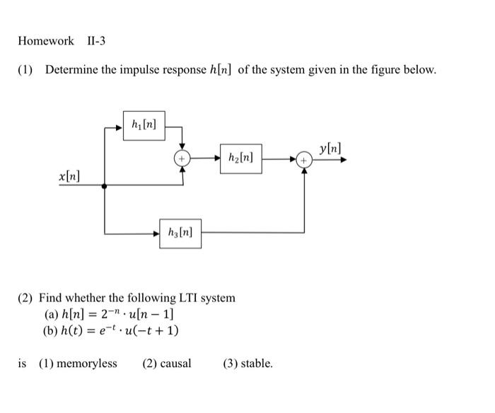 Solved 1 Determine The Impulse Response H[n] Of The System