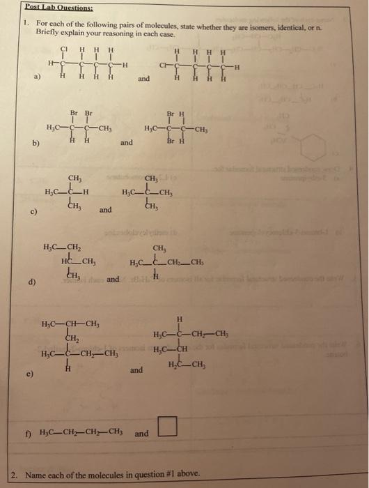 Solved For each of the following pairs of molecules state | Chegg.com
