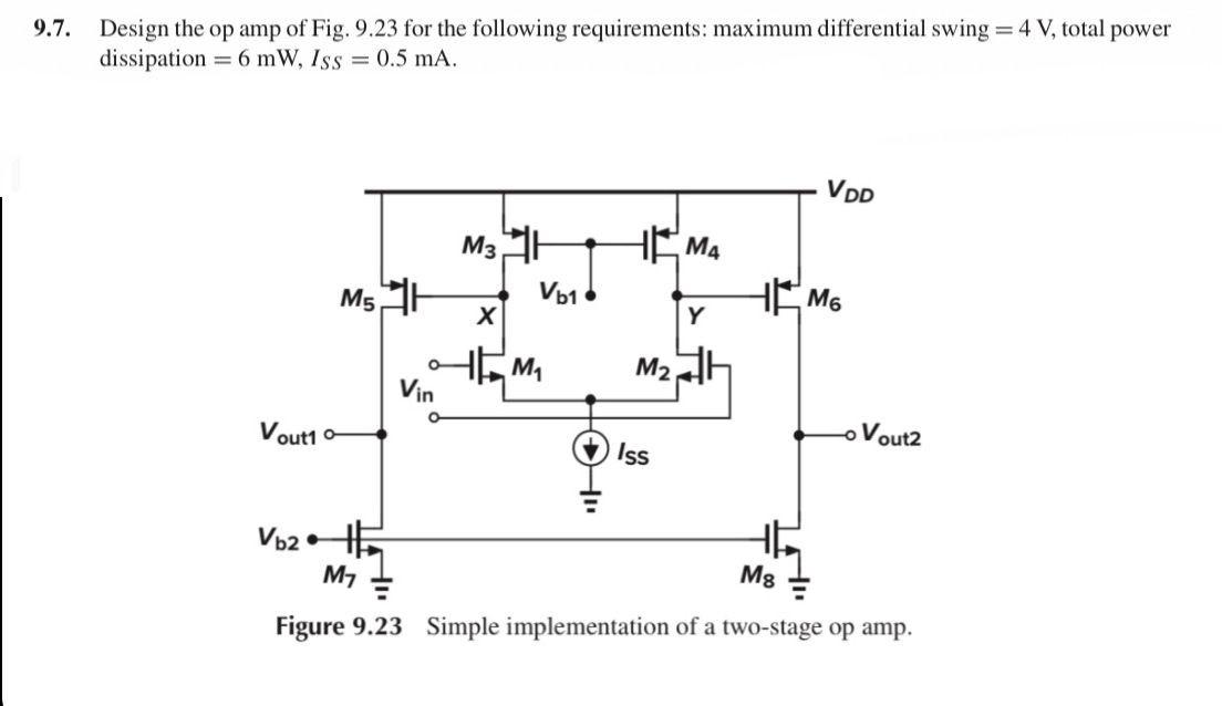 Solved 1.7. Design the op amp of Fig. 9.23 for the following | Chegg.com