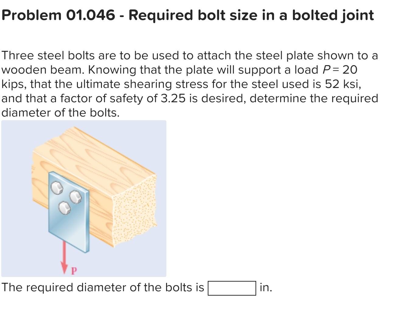 Solved Three Steel Bolts Are To Be Used To Attach The Steel Chegg solved-three-steel-bolts-are-to-be-used-to-attach-the-steel-chegg