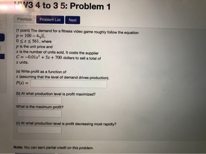 Solved 3 4 to 3 5: Problem 1 Previous Problem List Next (1 | Chegg.com