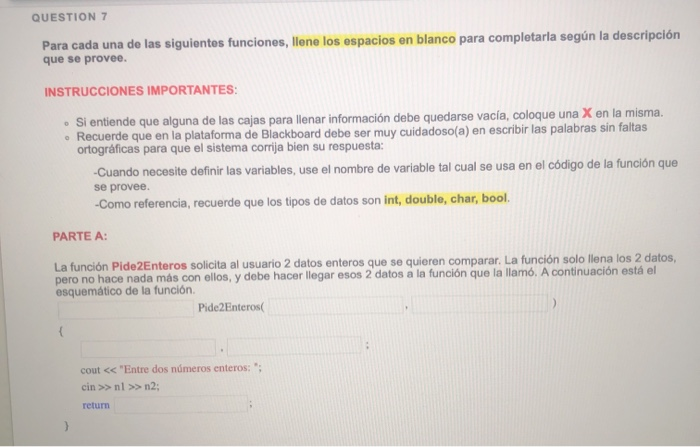 Solved QUESTION 7 Para Cada Una De Las Siguientes Funciones, | Chegg.com