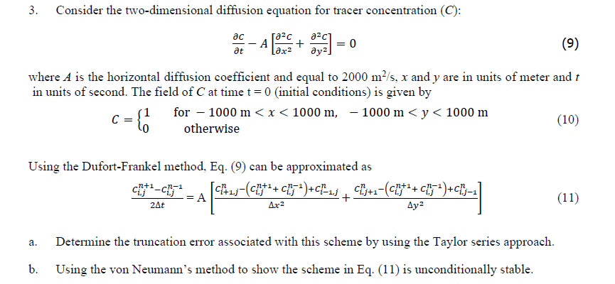 Solved Consider the two-dimensional diffusion equation for | Chegg.com