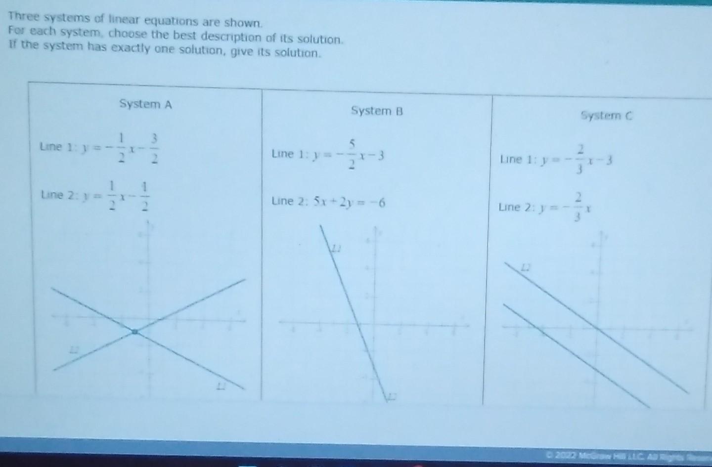 Solved Three systems of linear equations are shown For each | Chegg.com
