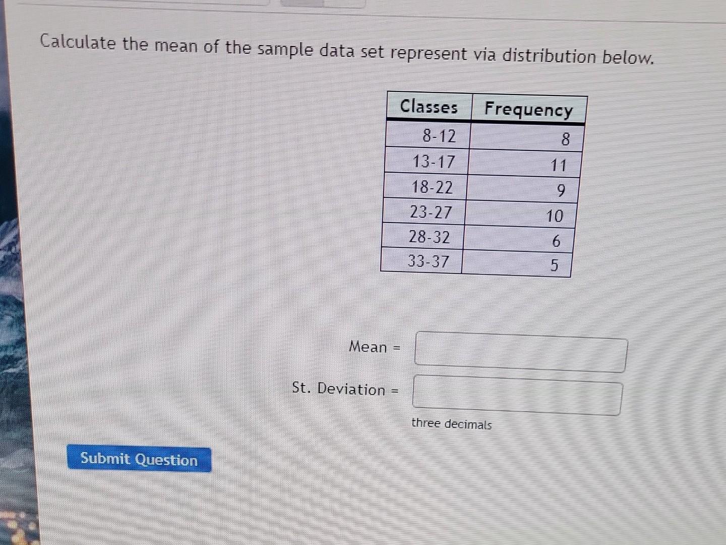 Solved Calculate the mean of the sample data set represent | Chegg.com