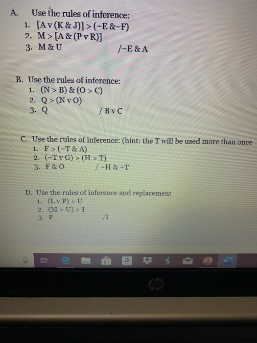 Solved A Use The Rules Of Inference 1 Av K J E Chegg Com