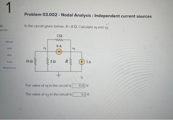 Solved Problem 03.002 - Nodal Analysis : Independent current | Chegg.com