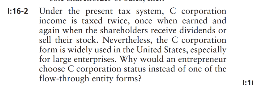 Solved I:16-2 Under the present tax system, C corporation | Chegg.com