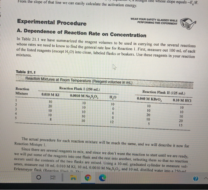 Solved Experiment 1 Data and Calculations: Rates of Chemical | Chegg.com