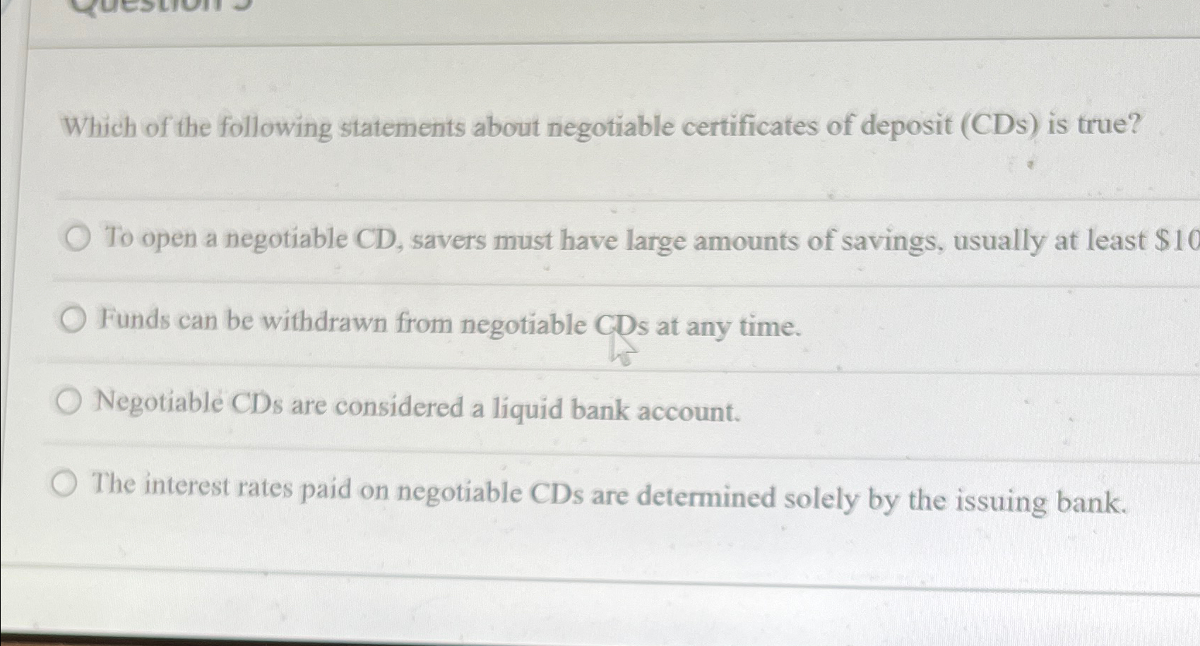 Solved Which of the following statements about negotiable Chegg com