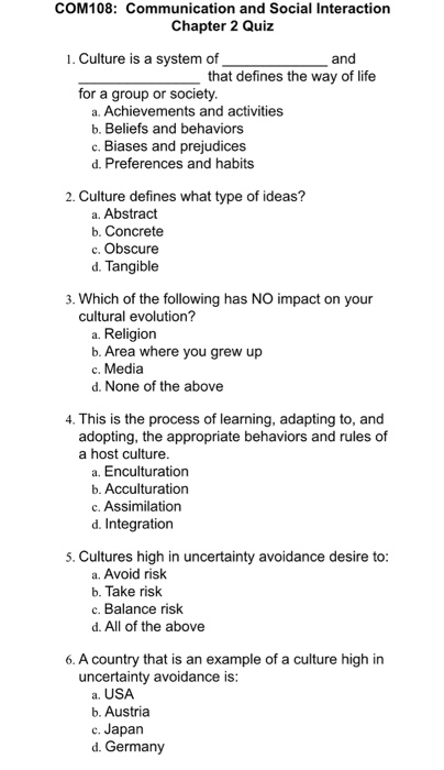 3.03 quiz homework cultural interaction