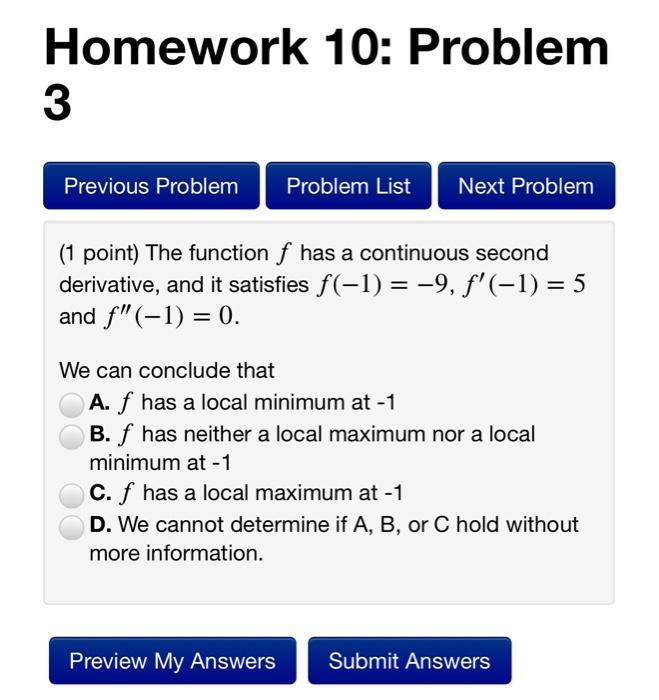 Solved Homework 10: Problem 3 Previous Problem Problem List | Chegg.com