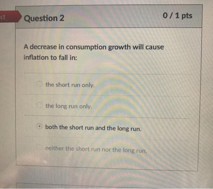 Solved ct Question 2 0/1 pts A decrease in consumption | Chegg.com