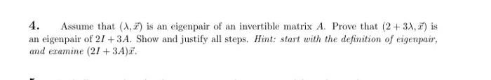 Solved Linear Algebra (Rank Theorem, Eigenvalues, | Chegg.com