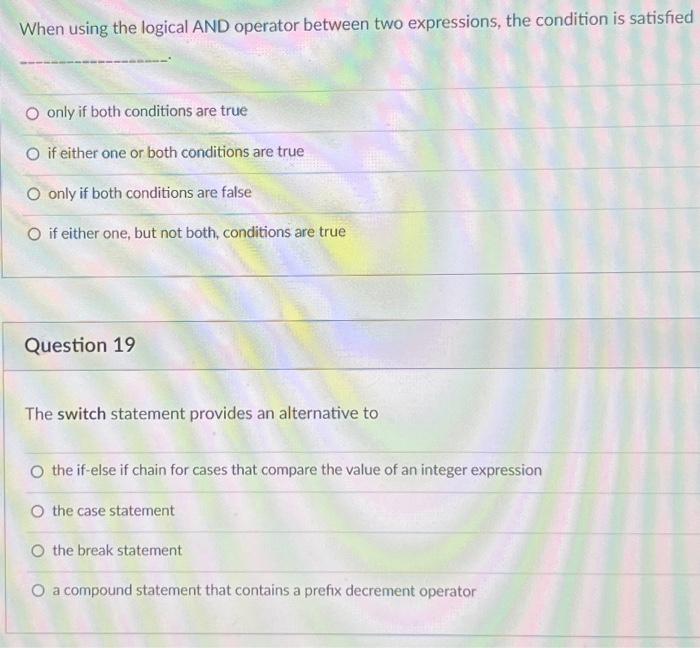 Solved 1)When using the logical AND operator between two | Chegg.com