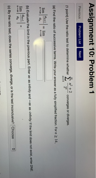 Solved Assignment 10: Problem 1 Previous Problem List Next | Chegg.com