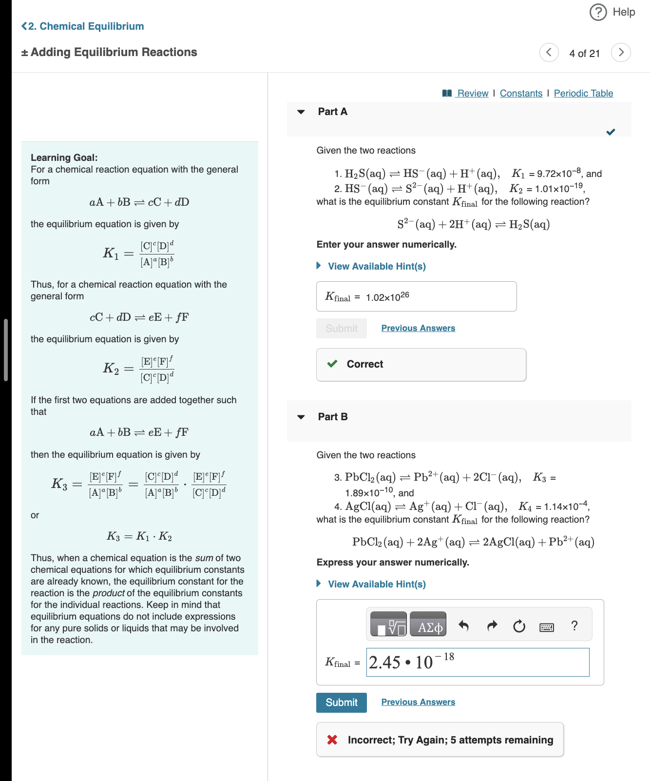 Solved +- ﻿Adding Equilibrium ReactionsLearning Goal:For a | Chegg.com