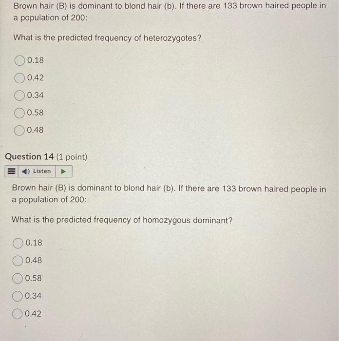 Solved Brown Hair (B) Is Dominant To Blond Hair (b). If | Chegg.com