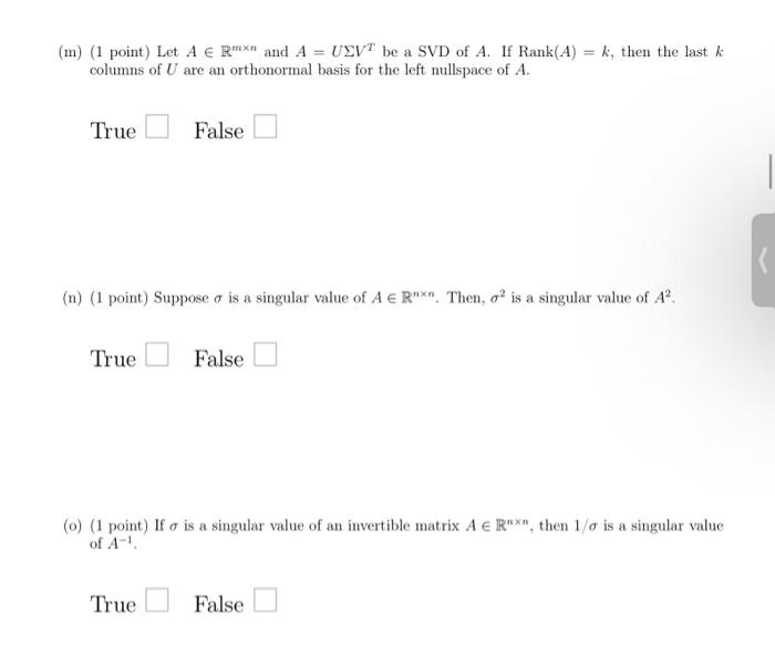 Solved 1 15 Points Total Answer The Following True False