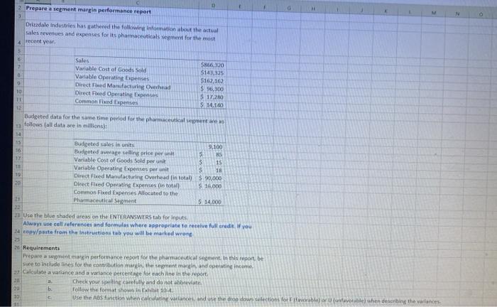 Solved Step Instructions 1 Prepare a segment margin | Chegg.com