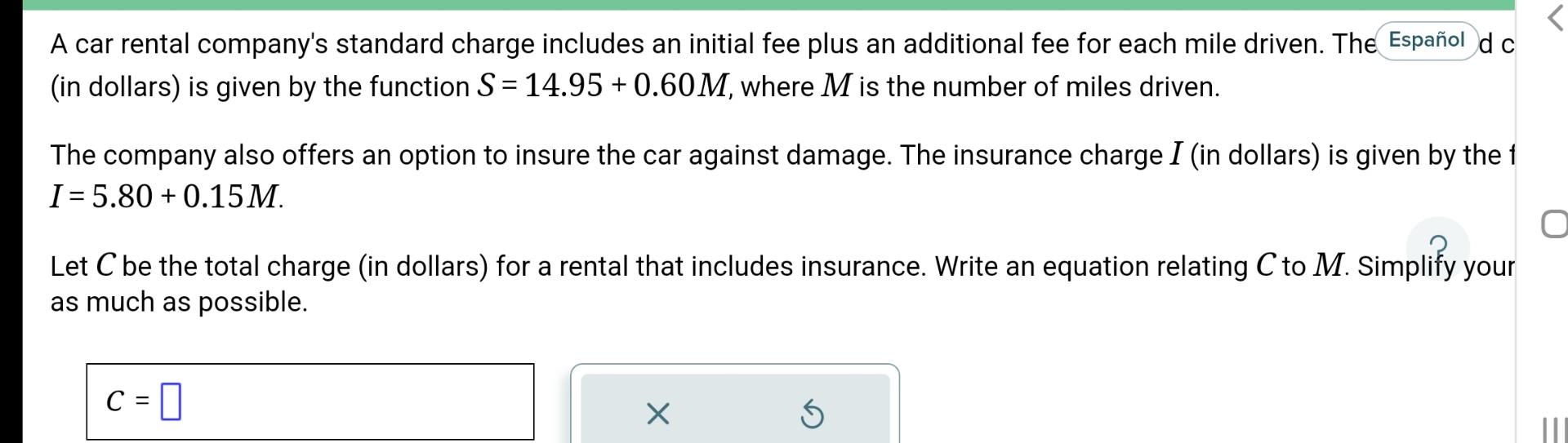 Solved A car rental company's standard charge includes an