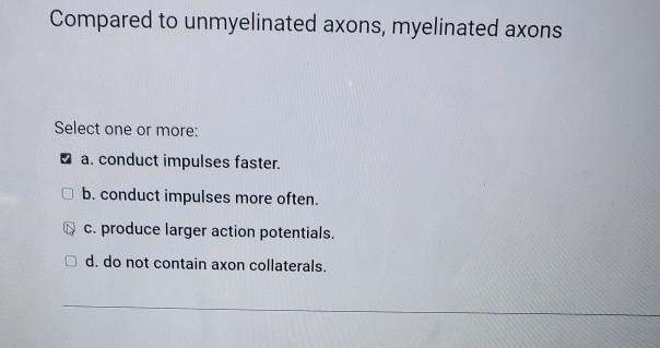 Solved Compared To Unmyelinated Axons, Myelinated Axons | Chegg.com