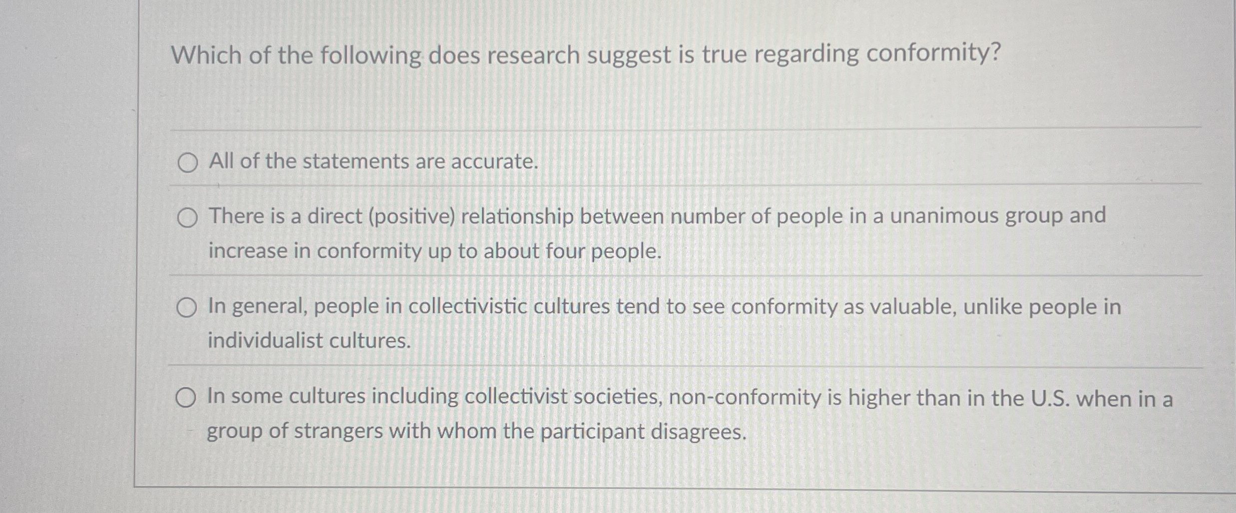 Solved Which of the following does research suggest is true | Chegg.com