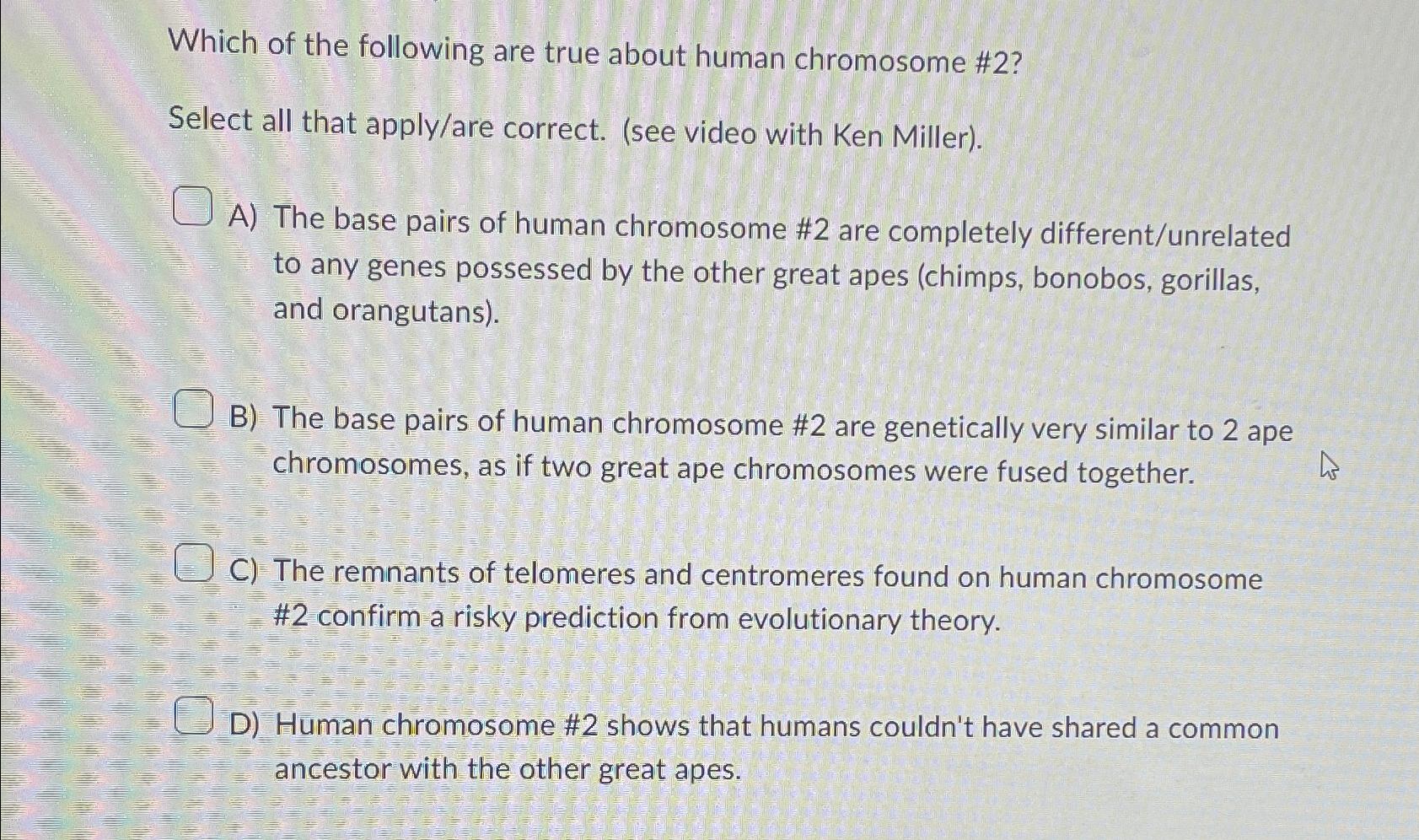 Solved Which Of The Following Are True About Human | Chegg.com