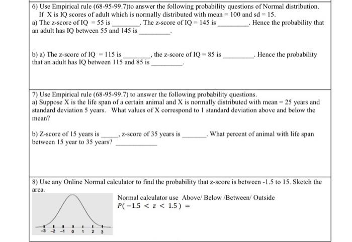 Solved 6) Use Empirical rule (68-95-99.7)to answer the