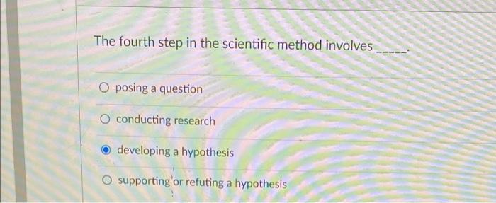 Solved The fourth step in the scientific method involves O | Chegg.com