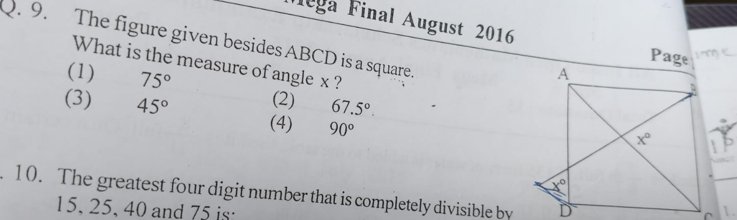 Solved Q. 9. ﻿The figure given besiWhat is the measure ABCD | Chegg.com