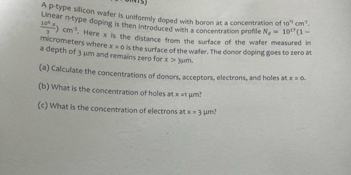 Solved A p-type silicon wafer is uniformly doped with boron | Chegg.com