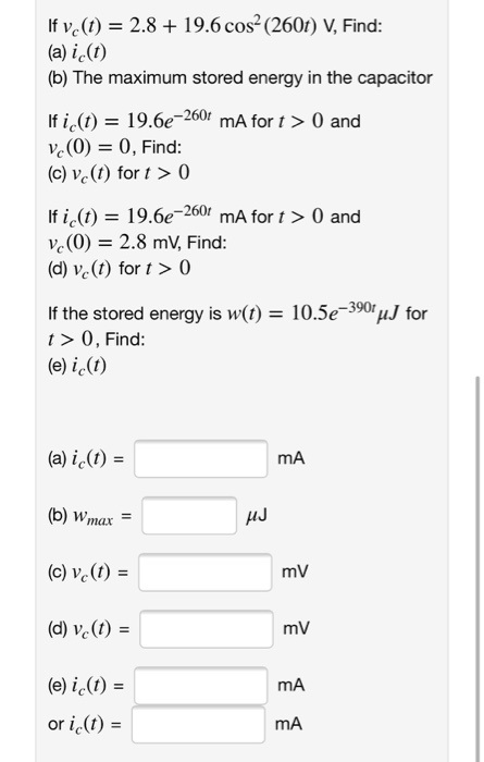 For A Standard Capacitor With C 148µf Ic Vc If Chegg Com