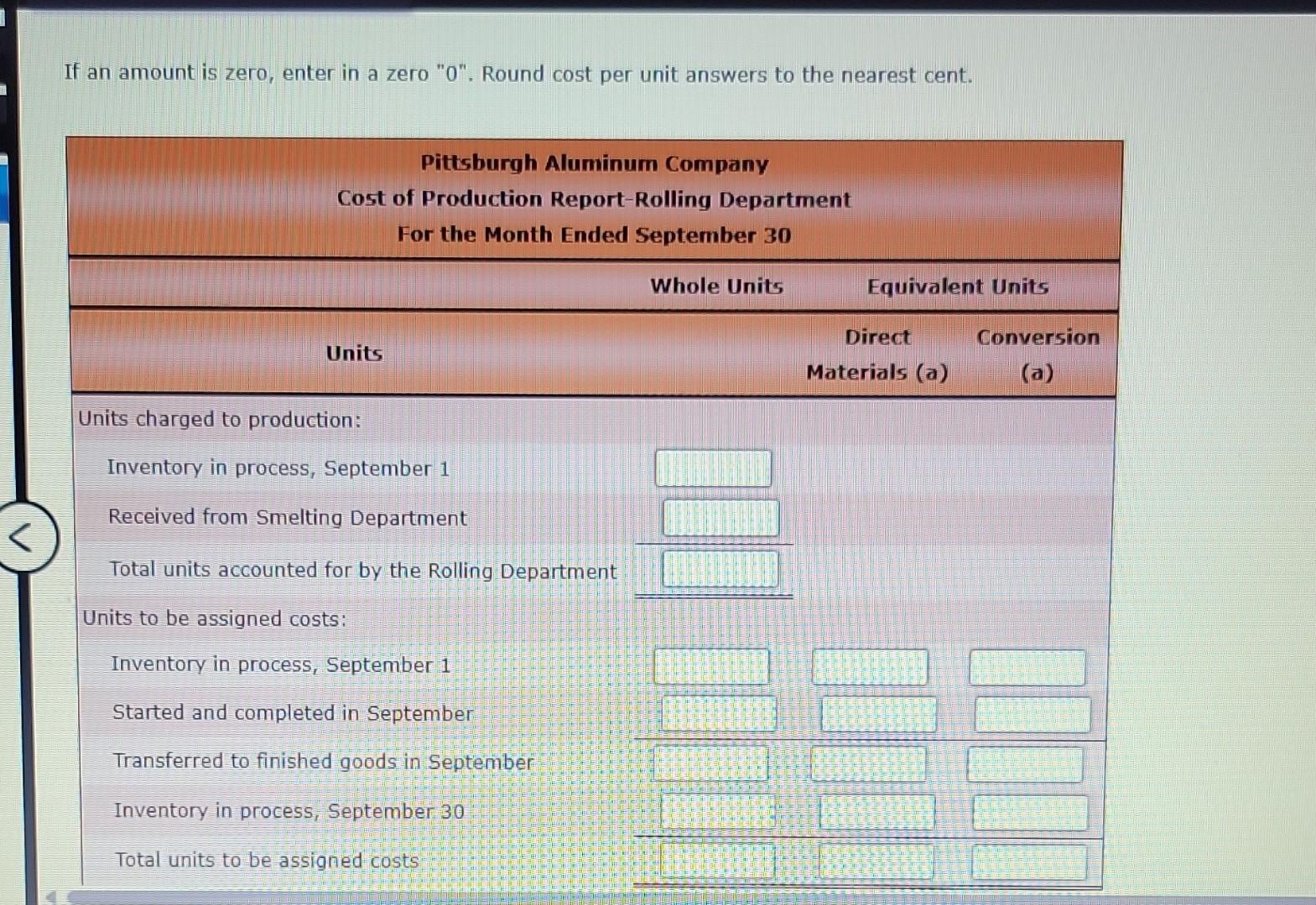 Work In Process Accounting Work in Process Account Data for Two Months; Cost of | Chegg.com