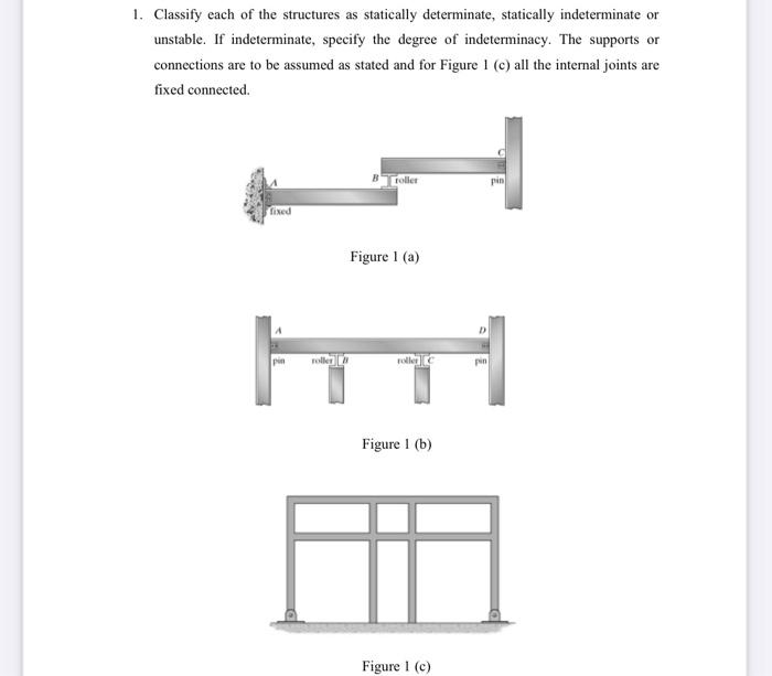 Solved 1. Classify each of the structures as statically | Chegg.com