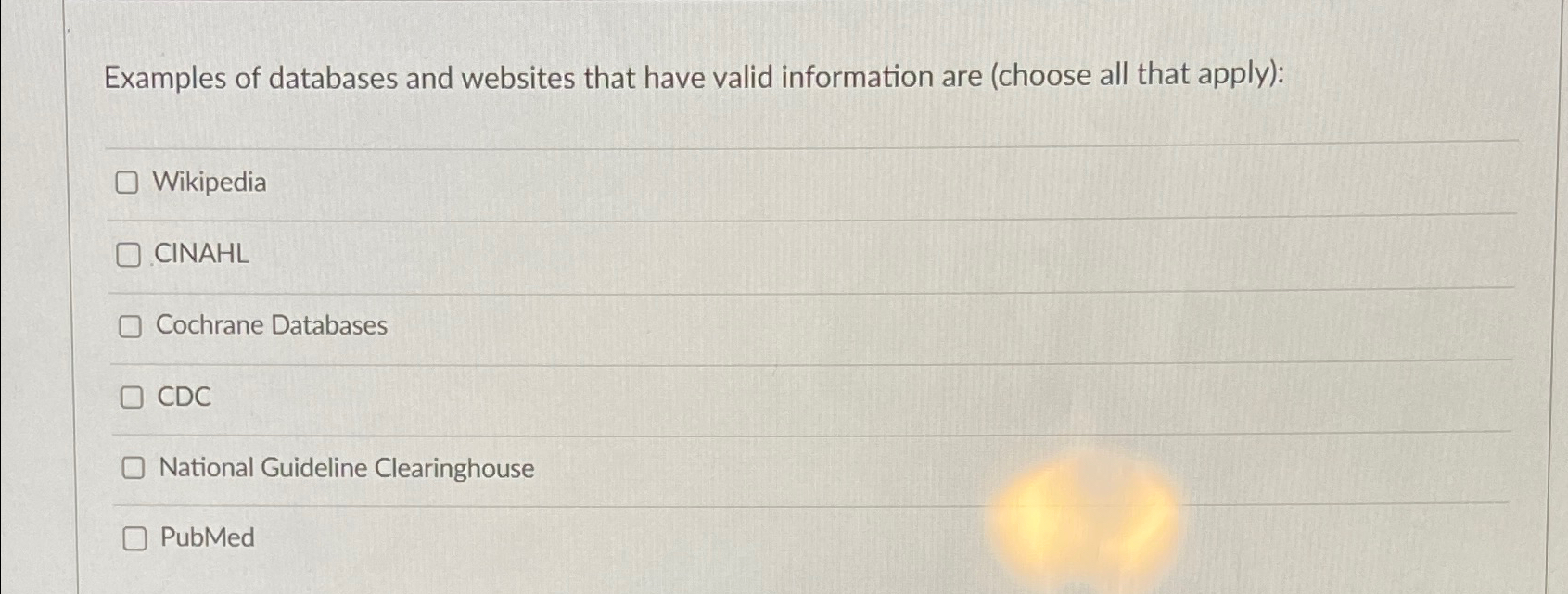 Solved Examples of databases and websites that have valid | Chegg.com