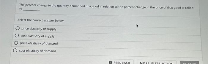 Solved The percent change in the quantity demanded of a good | Chegg.com