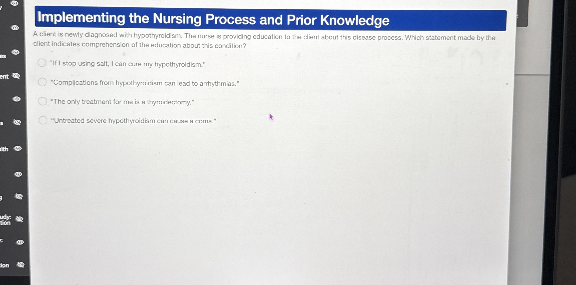 Solved Implementing the Nursing Process and Prior KnowledgeA | Chegg.com